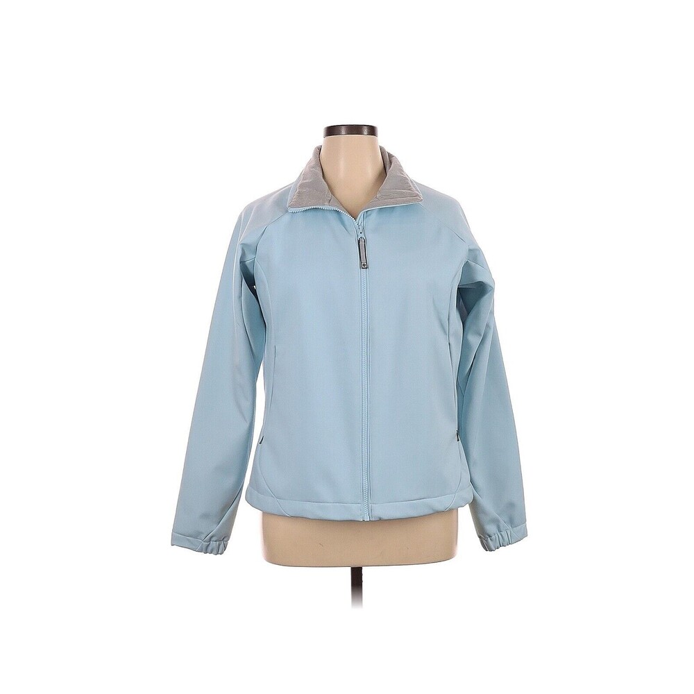 COLUMBIA Ice Maiden Soft-Shell Solid Blue Full Zip High Collar Jacket - XL